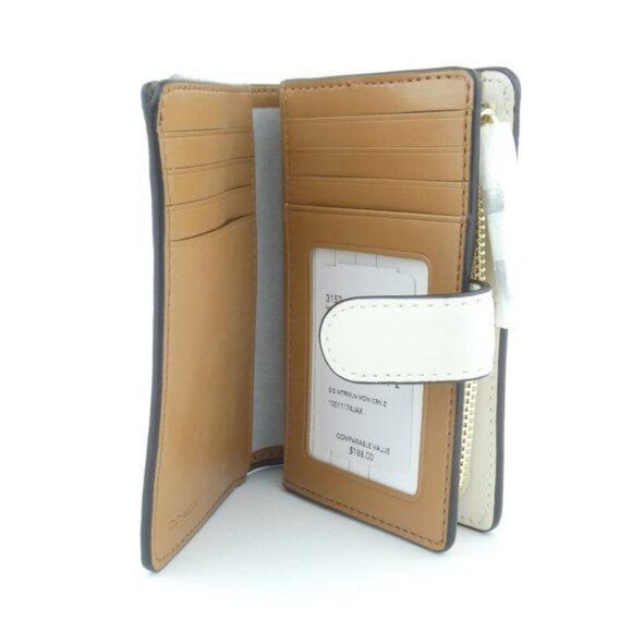 Coach Signature Light Khaki Watermelon Medium Corner Zip Wallet NWT 3152 - Picture 3 of 4